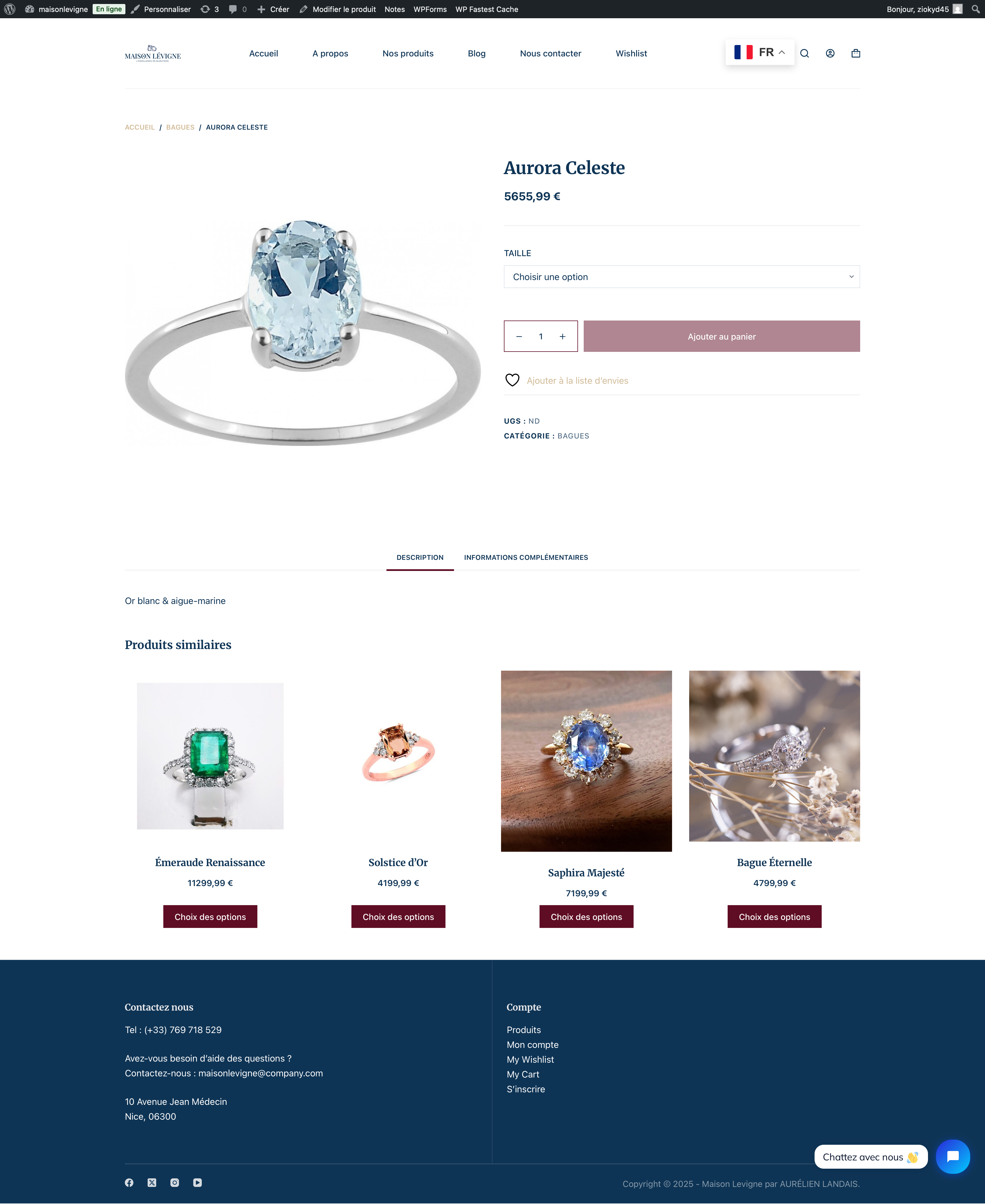 Fiche produit du site Maison Lévigne